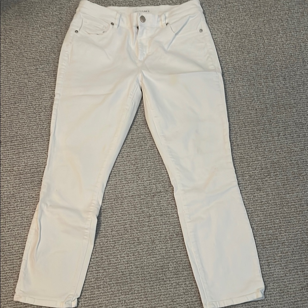 LOFT Women's White Straight Leg Jeans
